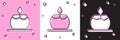 Set Aroma candle icon isolated on pink and white, black background. Vector Royalty Free Stock Photo