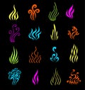 Set of Aromas icons. Symbols of vapor smoking and cooking smells