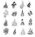 Set of Aromas icons. Symbols of vapor  smoking and cooking smells Royalty Free Stock Photo