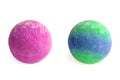 Set of aromatic bath bombs on a white background. aromatic bath balls of different colors. Royalty Free Stock Photo