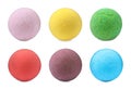 Set with aromatic bath bombs on white background Royalty Free Stock Photo