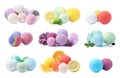 Set with aromatic bath bombs on white Royalty Free Stock Photo