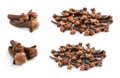 Set with aromatic dried cloves on white background Royalty Free Stock Photo