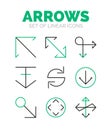 Set of arrow icons, flat minimal linear thin style Royalty Free Stock Photo