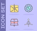 Set Arrow, Intersection point, Layers and Wrench and gear icon. Vector