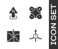 Set Arrow, Percent up arrow, Intersection point and Infographic element icon. Vector