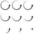 Set arrow pointer up icon vector vector circular arrow segment of a circle, a pointer to the rise of development and Royalty Free Stock Photo