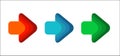 Set Arrow right line red green color blue round corner