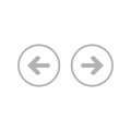 Set of arrows. blue left and right rounded arrows in blue circle icons. Isolated on white. Continue icon