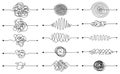 Set of arrows chaos mindset mess. Doodle knot lines concept with freehand scrawl sketchs. Vector hand drawn difficult