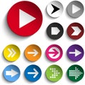 Set of Arrows on Colorful Buttons Royalty Free Stock Photo