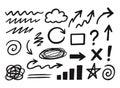 Set of arrows of different shapes in doodle style. Vector illustration eps 10 Royalty Free Stock Photo