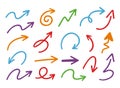 Set of arrows of different shapes in doodle style. Vector illustration eps 10 Royalty Free Stock Photo
