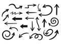 Set of arrows of different shapes in doodle style. Vector illustration eps 10 Royalty Free Stock Photo