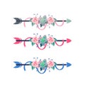 Set of arrows with flowers Royalty Free Stock Photo