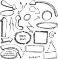 Set of arrows and frames hand-drawn felt-tip pen Royalty Free Stock Photo
