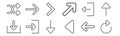 Set of 12 arrows icons. outline thin line icons such as reload, arrow, enter, exit, arrow, arrow