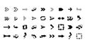 Set of arrows. Interface graphic icons, arrowhead direction pointers isolated vector.