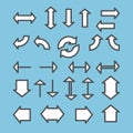 Set of arrows linear icons. Download, refresh, upload, check, sh Royalty Free Stock Photo