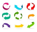 Arrows.Set of vector arrows.Curved aroows Royalty Free Stock Photo