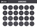 Set of 24 Arrows web icons in line style. Arrow, arrows. Vector illustration Royalty Free Stock Photo