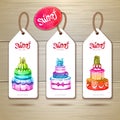 Set of art cake or dessert banners. labels design Royalty Free Stock Photo