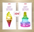 Set of art cake or dessert banners Royalty Free Stock Photo