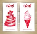 Set of art cake or dessert banners and labels design Royalty Free Stock Photo