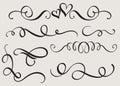 Set art calligraphy flourish of vintage decorative whorls for design. Vector illustration EPS10