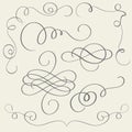 Set of art calligraphy flourish vintage decorative whorls for design. Vector illustration EPS10 Royalty Free Stock Photo