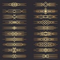 Set of art deco dividers. Decorative lines border. Decor Elements. Royalty Free Stock Photo