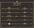 Set of Art deco gold calligraphic page dividers