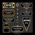 Set of Art Deco / Art Nuvo labels and frames and objects golden black