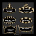 Set of Art Deco / Art Nuvo labels and frames and objects golden black