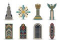 Set of Art Deco-style illustrations inspired by architectural elements and motifs. Includes a Royalty Free Stock Photo