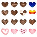 Set of art milk chocolate in heart shape