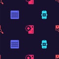 Set Artificial intelligence AI, Binary code, Neural network and Photo retouching on seamless pattern. Vector Royalty Free Stock Photo