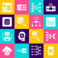 Set Artificial intelligence AI, Neural network, Web developer programming code, Server, Server, Data, Computer api Royalty Free Stock Photo