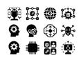 Set of Artificial Intelligence Icons in Glyph Style Royalty Free Stock Photo