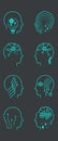 Set of Artificial intelligence line style. machine learning robot heads. Collection of Artificial intelligence icons vector Royalty Free Stock Photo