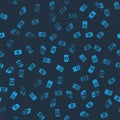 Set Artificial intelligence robot, Binary code, AI and Mobile phone on seamless pattern. Vector Royalty Free Stock Photo