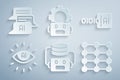 Set Artificial intelligence robot, Binary code, AI, Neural network, Robot setting and Chat icon. Vector