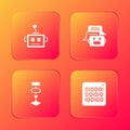 Set Artificial intelligence robot, Chat, Algorithm and Binary code icon. Vector Royalty Free Stock Photo