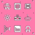 Set Artificial intelligence robot, Server, Data, Neural network, AI, and Web developer programming code icon. Vector Royalty Free Stock Photo
