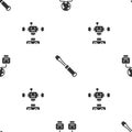 Set Artificial intelligence, Screwdriver and Disassembled robot on seamless pattern. Vector