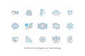 Set of Artificial Intelligence and Technology Icons with Simple Line Style Royalty Free Stock Photo