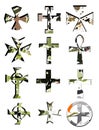 Set of artistic colorful Crosses isolated