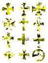 Set of artistic colorful Crosses isolated