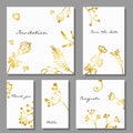 Set of artistic colorful universal cards. Brush textures.