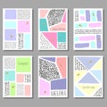 Set of artistic colorful universal cards. Memphis style. Wedding, anniversary, birthday.